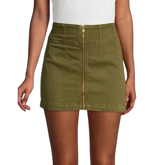 We the Free Mini Skirt Virgo Zip-Front Cadet Green Denim Women’s Size 29 - Picture 8 of 8